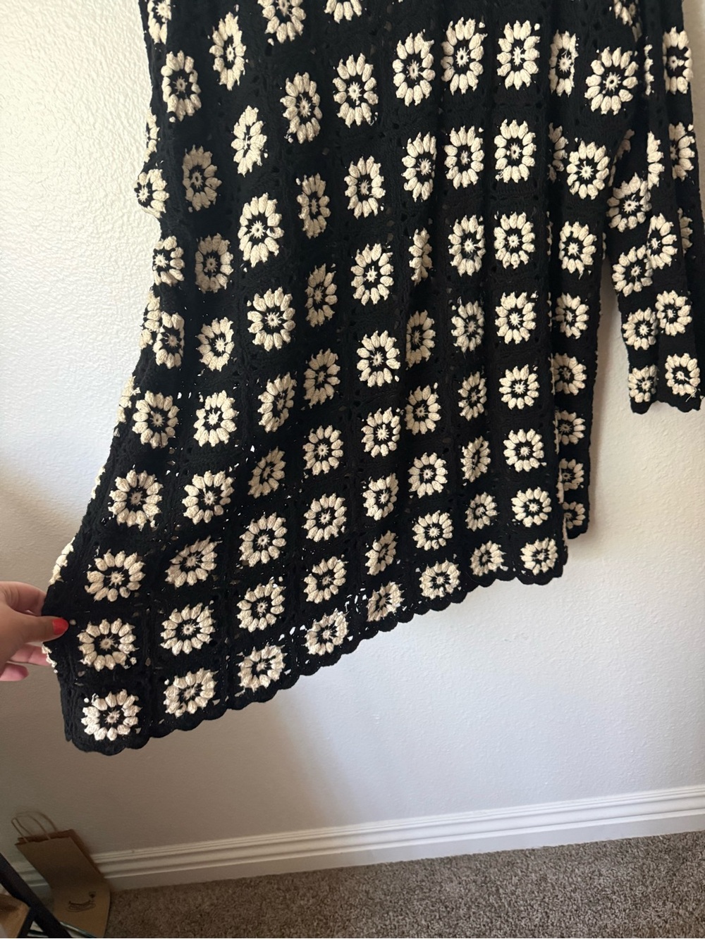 Show Me Your MuMu Black & White Crochet Paula Mini Dress - Size 1X - Picture 6 of 6